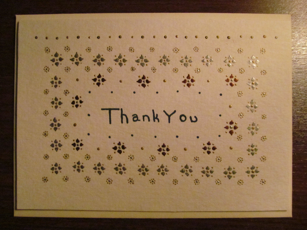 14I: Thank You Note: Hint of Blue: Handpainted