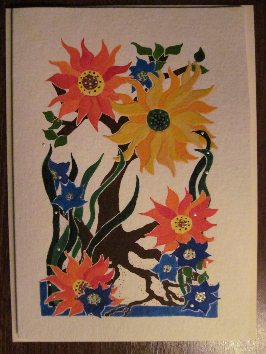 3G: Daisies and Sunflower: Handpainted